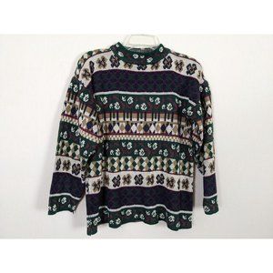 Vintage Caroline Colours green multicolored oversized sweater S‎